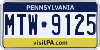 PA license plate MTW9125