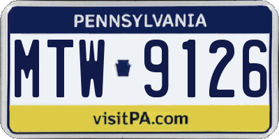 PA license plate MTW9126