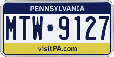PA license plate MTW9127