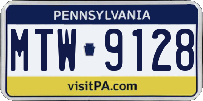 PA license plate MTW9128