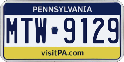 PA license plate MTW9129