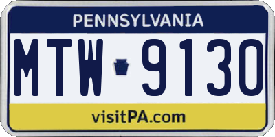 PA license plate MTW9130