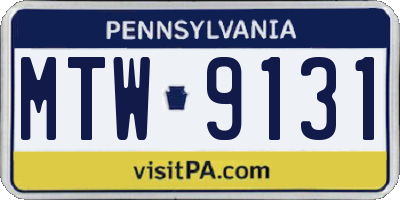 PA license plate MTW9131