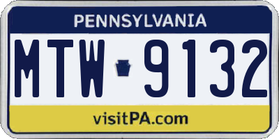 PA license plate MTW9132