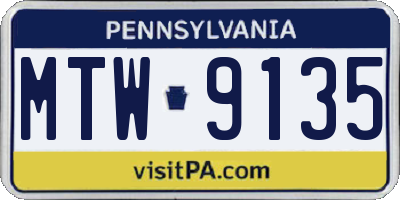 PA license plate MTW9135