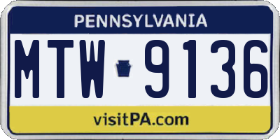 PA license plate MTW9136