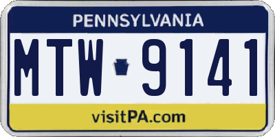 PA license plate MTW9141