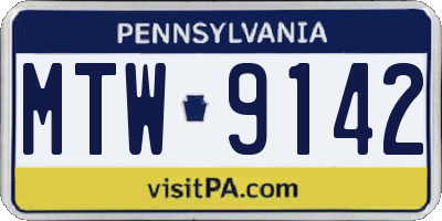 PA license plate MTW9142