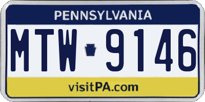 PA license plate MTW9146
