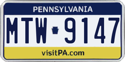 PA license plate MTW9147