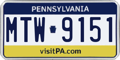 PA license plate MTW9151
