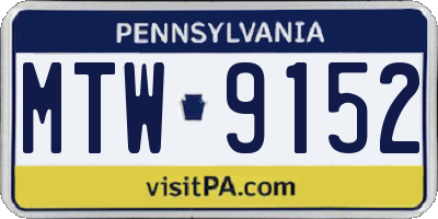 PA license plate MTW9152
