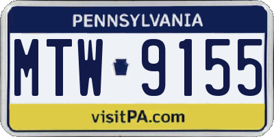 PA license plate MTW9155