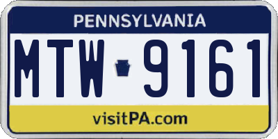 PA license plate MTW9161
