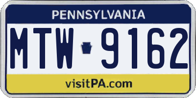 PA license plate MTW9162