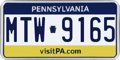 PA license plate MTW9165