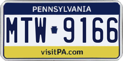 PA license plate MTW9166