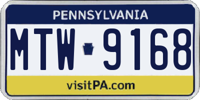 PA license plate MTW9168