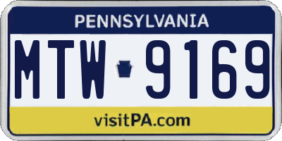 PA license plate MTW9169