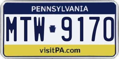 PA license plate MTW9170