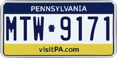 PA license plate MTW9171
