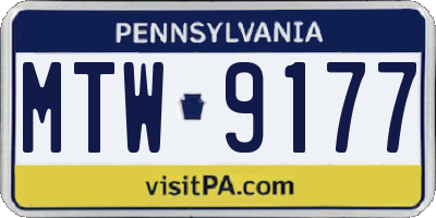 PA license plate MTW9177