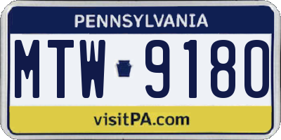 PA license plate MTW9180