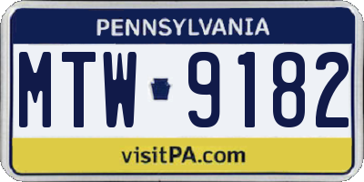PA license plate MTW9182