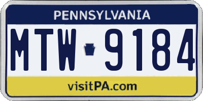 PA license plate MTW9184
