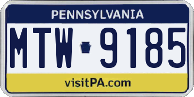 PA license plate MTW9185