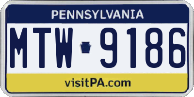 PA license plate MTW9186