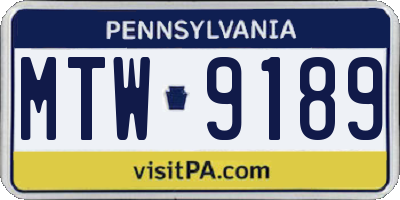 PA license plate MTW9189