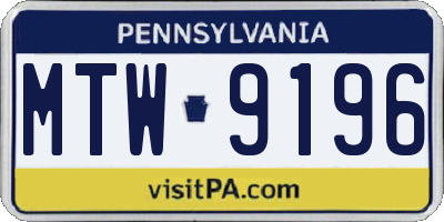 PA license plate MTW9196
