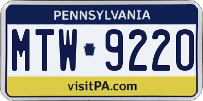 PA license plate MTW9220