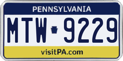PA license plate MTW9229