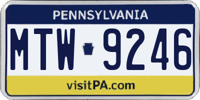 PA license plate MTW9246