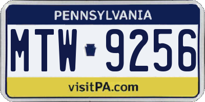 PA license plate MTW9256