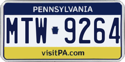 PA license plate MTW9264