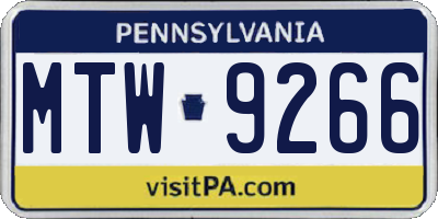 PA license plate MTW9266
