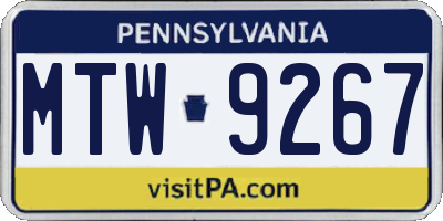 PA license plate MTW9267