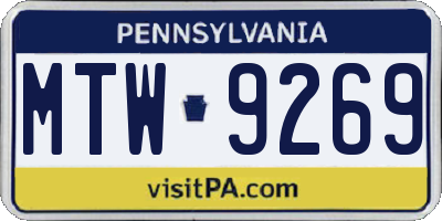 PA license plate MTW9269