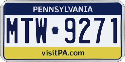 PA license plate MTW9271