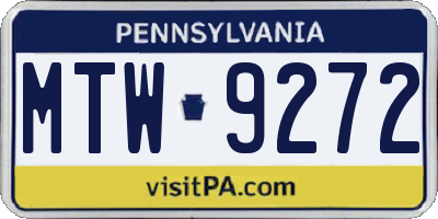 PA license plate MTW9272