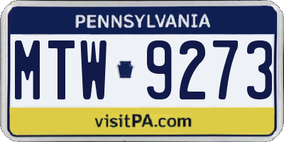 PA license plate MTW9273