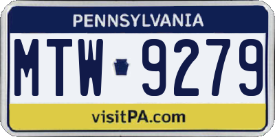PA license plate MTW9279
