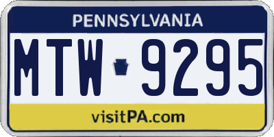 PA license plate MTW9295