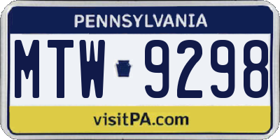 PA license plate MTW9298