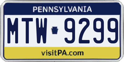 PA license plate MTW9299