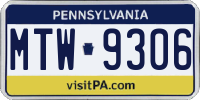 PA license plate MTW9306