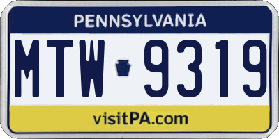 PA license plate MTW9319
